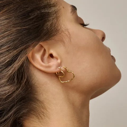 Enamel Organic Heart Small øredobber i forgylt sølv