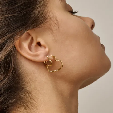 Enamel Organic Heart Medium øredobber i forgylt sølv