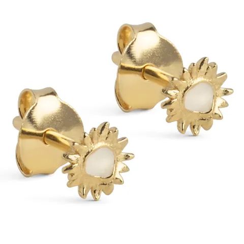 Enamel Mini Sunshine sol Daisy ørestikker i forgylt sølv