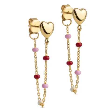 Enamel Lola Heart hjerte Rosie kjedeøreringer i forgylt sølv