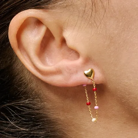 Enamel Lola Heart hjerte Rosie kjedeøreringer i forgylt sølv