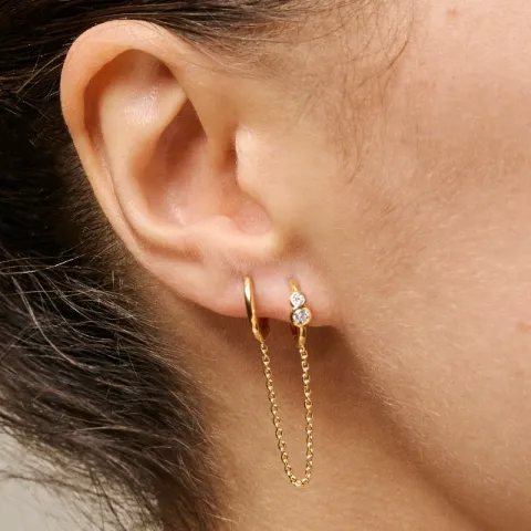 Enamel Nova Chain One Piece kjedeøreringer i forgylt sølv hvit zirkon