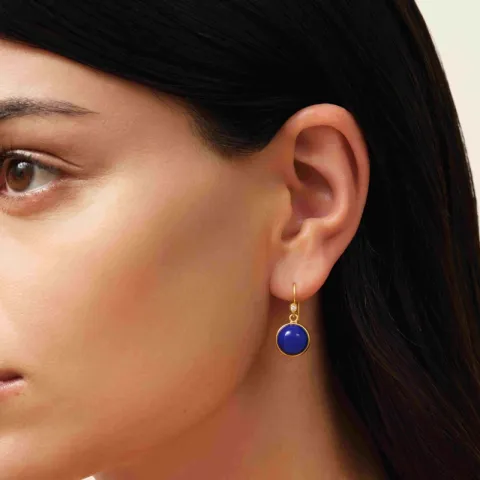 Julie Sandlau Prime blå lapis krystall øredobber i forgylt sølv mørkeblå krystall hvit krystall