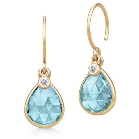 Julie Sandlau Leela øredobber i forgylt sølv blå krystall hvit zirkon