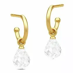 17 mm Julie Sandlau Evening Dew dråpe krystall halvcreol i forgylt sølv hvit krystall