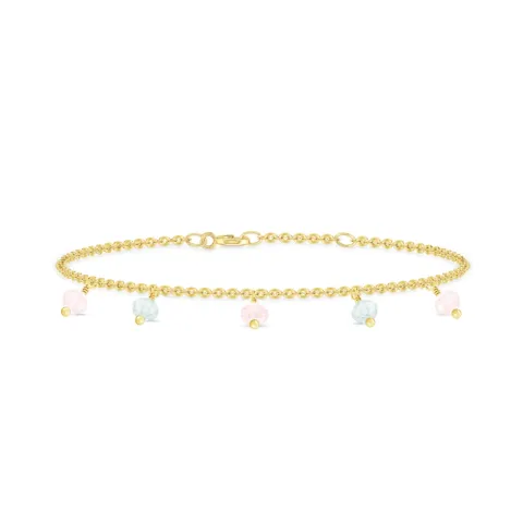 ID Fine IDB013GDBLUE/ROSE Ibiza armbånd i forgylt sølv rosa kvarts blå akvamarin