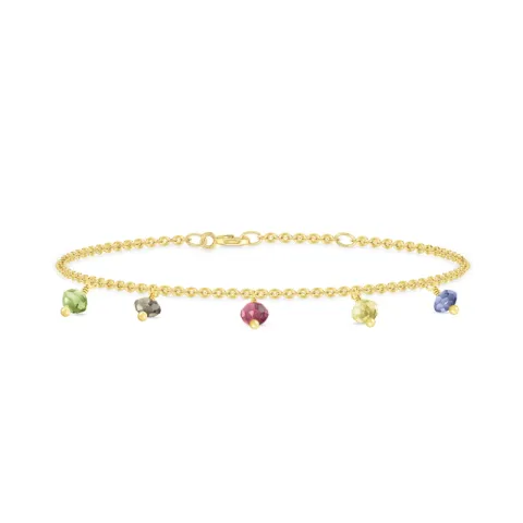 ID Fine IDB013GDMULTI Ibiza armbånd i forgylt sølv grønn peridot røykfarget kvarts rød rhodolitt lemon topas blå iolitt