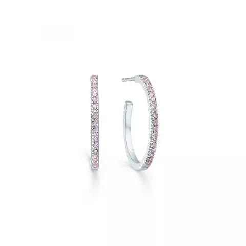 ID Fine Simplicity hoops i sølv rosa zirkon