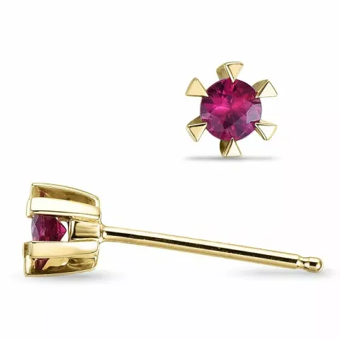 Kolleksjonsprøve ørestikker i 14 karat gull med rubiner