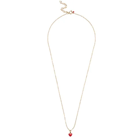 Enamel Amore hjerte halskjede i forgylt sølv rød emalje