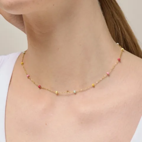 Enamel Lola Bold Rainbow halskjede i forgylt sølv multifarget emalje