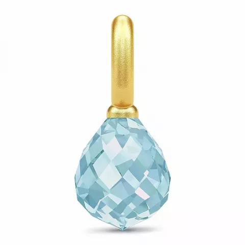 Julie Sandlau dråpeformet krystall anheng i forgylt sølv blå krystall