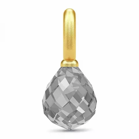 Elegant Julie Sandlau dråpeformet anheng i forgylt sølv grå krystall