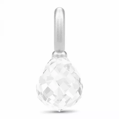 lille Julie Sandlau dråpeformet krystall anheng i satengrhodinert sterlingsølv hvit krystall