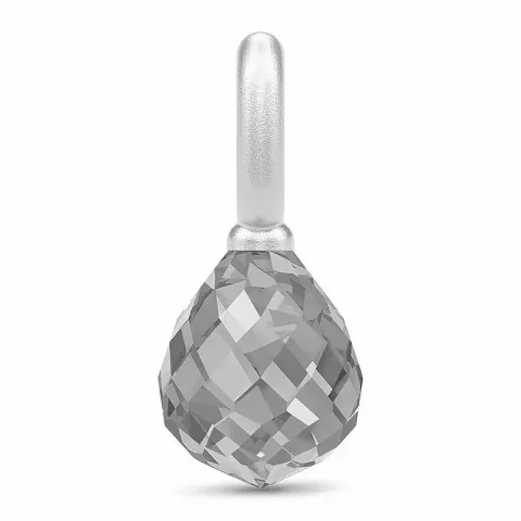 Julie Sandlau dråpeformet krystall anheng i satengrhodinert sterlingsølv grå krystall
