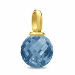 Julie Sandlau rundt blå krystall anheng i forgylt sølv blå krystall