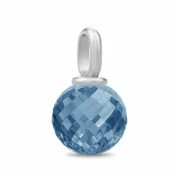 Julie Sandlau blå anheng i satengrhodinert sterlingsølv blå krystall
