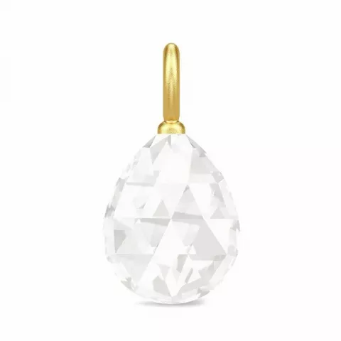 Julie Sandlau dråpeformet hvit krystall anheng i forgylt sølv hvit krystall
