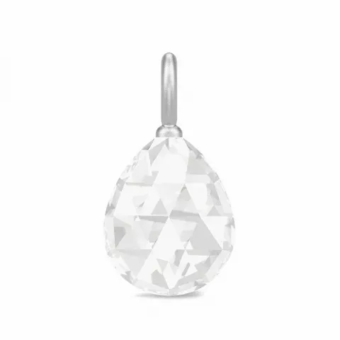 Julie Sandlau hvit krystall anheng i satengrhodinert sterlingsølv hvit krystall