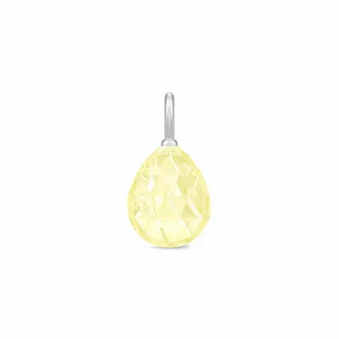 Julie Sandlau dråpeformet gul krystall anheng i satengrhodinert sterlingsølv gul krystall