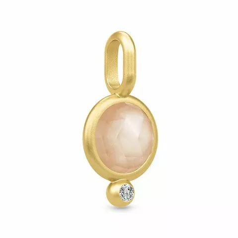 Julie Sandlau anheng i sølv med 22 karat forgylling ferskenfarget månestein hvit zirkon