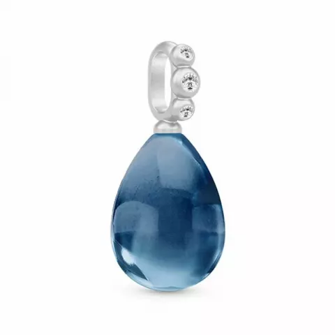 Julie Sandlau dråpe anheng i satengrhodinert sterlingsølv blå krystall hvit zirkon