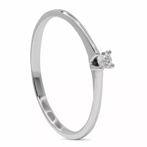 Smal diamant gull ring i 9 karat hvitt gull 0,05 ct