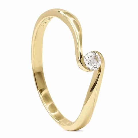 Diamant gull ring i 9 karat gull 0,10 ct