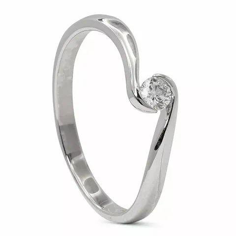 diamant gull ring i 9 karat hvitt gull 0,10 ct