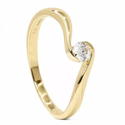 Diamant gull ring i 9 karat gull 0,15 ct