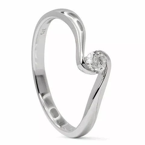 Hvit diamant gull ring i 9 karat hvitt gull 0,15 ct