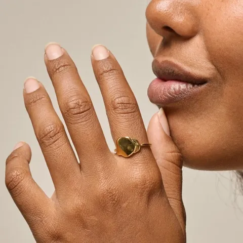 Enamel Sahara justerbar ring i forgylt sølv