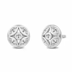 Julie Sandlau Lily øredobber i satengrhodinert sterlingsølv hvit zirkon