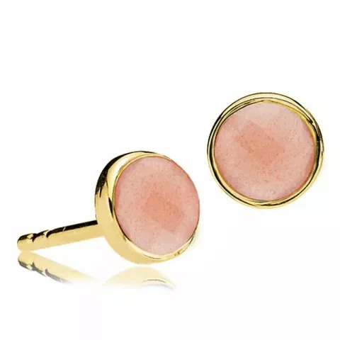 6 mm Izabel Camille Prima Donna runde månestein øredobber i forgylt sølv ferskenfarget månestein