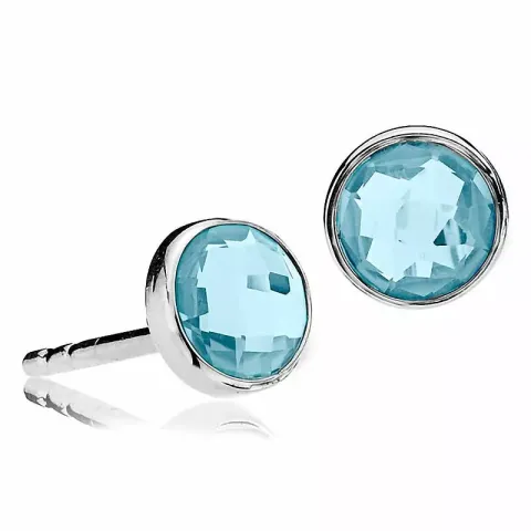 Izabel Camille Prima Donna runde blå kvarts øredobber i sølv blå kvarts