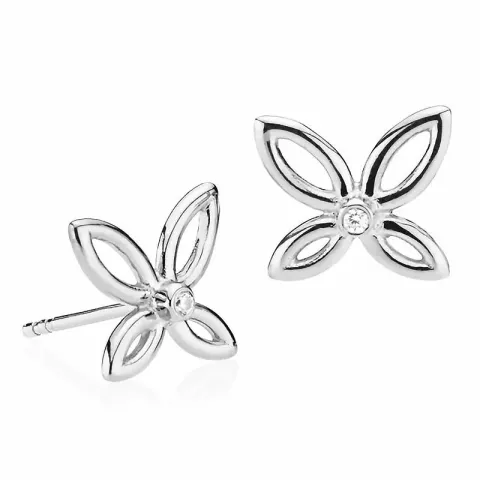 Izabel Camille Blossom blomst øredobber i sølv hvit zirkon