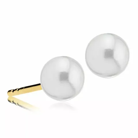 6 mm Izabel Camille Jackie hvit perle øredobber i forgylt sølv