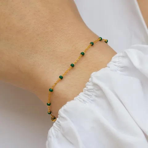 Enamel Lola Petrol Green armbånd i forgylt sølv grønn emalje