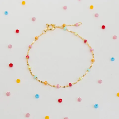 Enamel Lola Rainbow armbånd i forgylt sølv regnbuefarget emalje