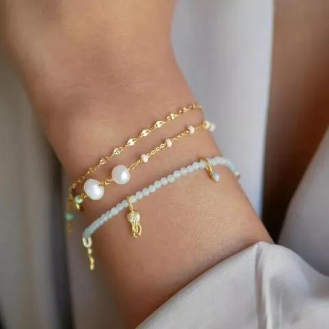 Enamel Ona armbånd i forgylt sølv blå emalje