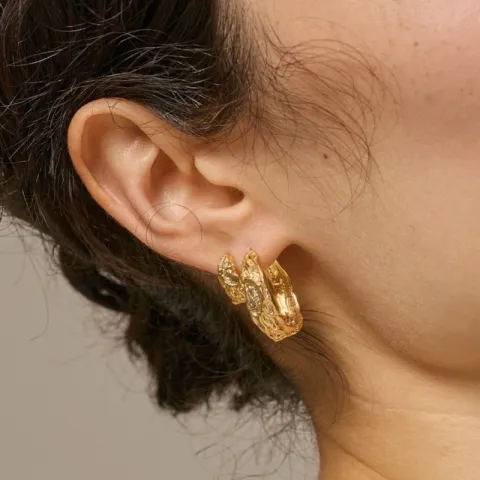 13,5 mm Enamel Nela creol i forgylt sølv