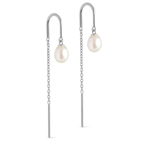 Enamel Eleanor Pearl perle kjedeøreringer i sølv