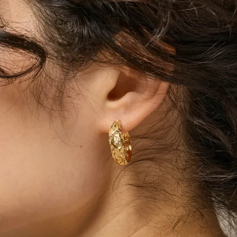 20 mm Enamel Nela creol i forgylt sølv