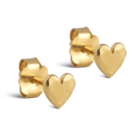 Enamel Heart øredobber i forgylt sølv