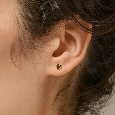 Enamel Heart øredobber i forgylt sølv