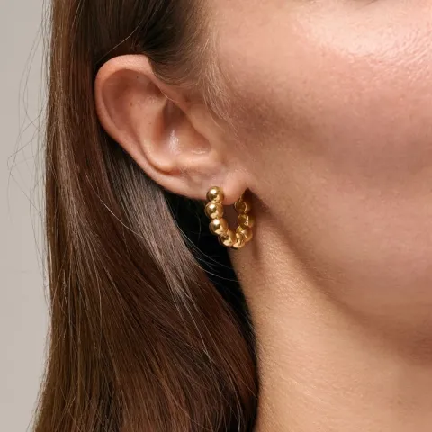 23 mm Enamel Ball Chunky creol i forgylt sølv