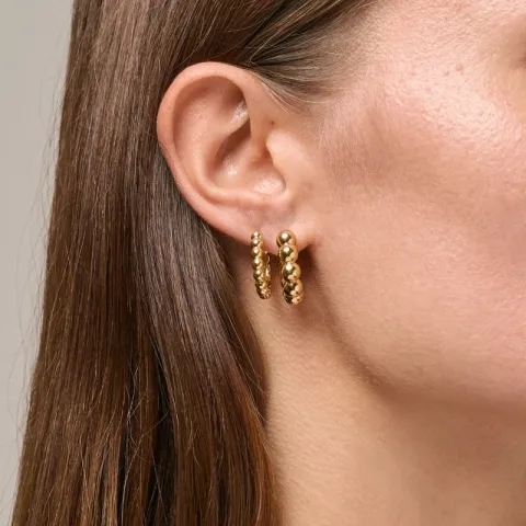 23 mm Enamel Ball Chunky creol i forgylt sølv