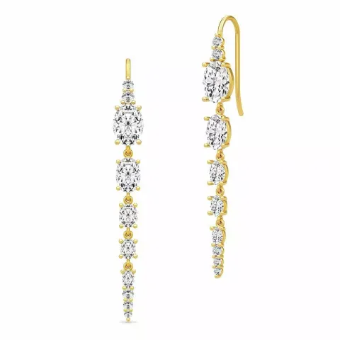 lange Julie Sandlau Glamour ovale zirkon øredobber i forgylt sølv