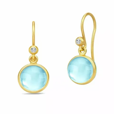 Julie Sandlau Primini runde blå krystall øredobber i forgylt sølv lyseblå krystall hvit zirkon