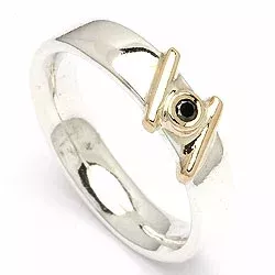 kolleksjonsprøve svart diamant ring i sølv